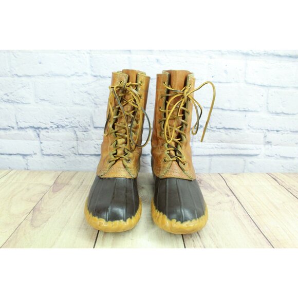 Vintage LL Bean Men's Brown Leather Mid-Calf Unlined Hunting Duck Boots Size 7 N - Picture 4 of 10